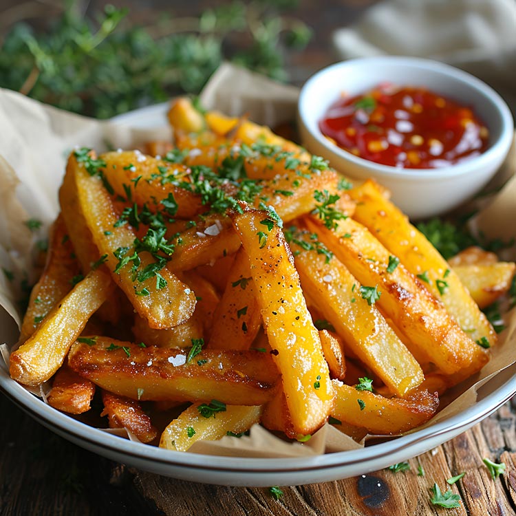 Crispy french fries on a plate